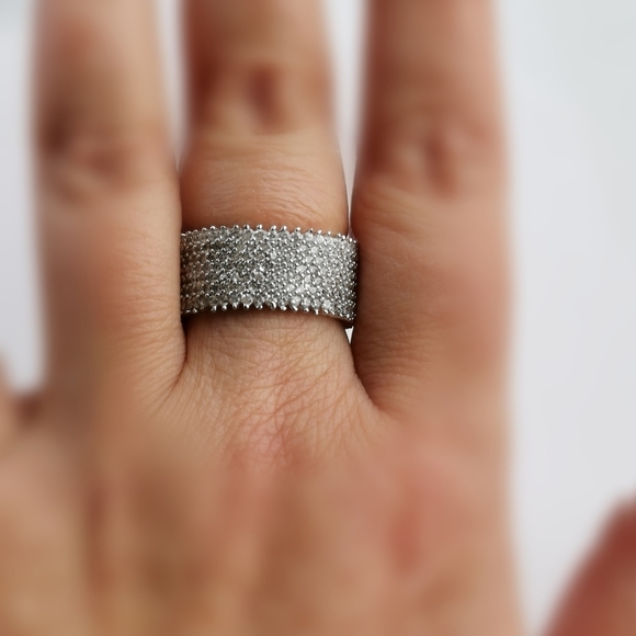 STERLING silver cz eternity band ring size 8.5 - Picture 3 of 6